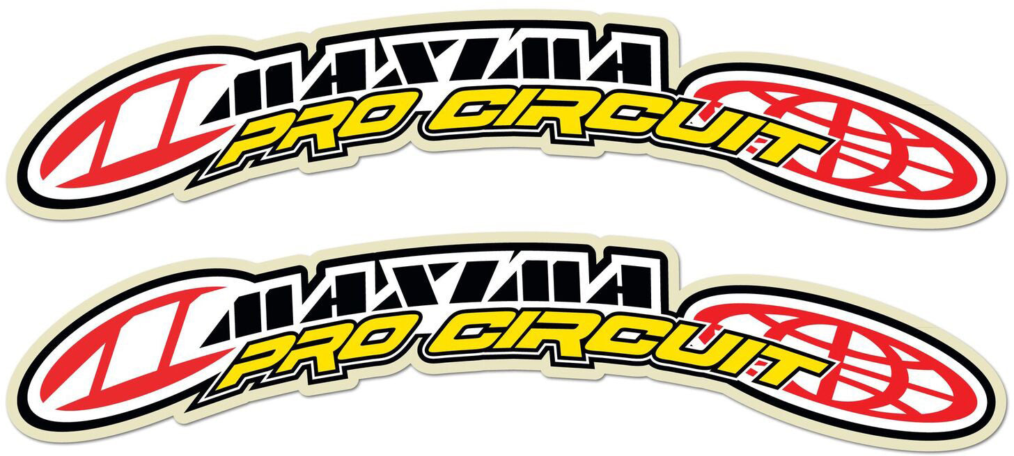 PROCIRCUIT.COM Fender decal - Maxima featuring vibrant colors and a sleek design for motorcycle enthusiasts.