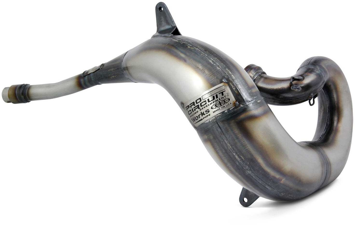 Works Finish pipe for Suzuki RM250 2004-2008, showcasing high-performance design and sleek finish.