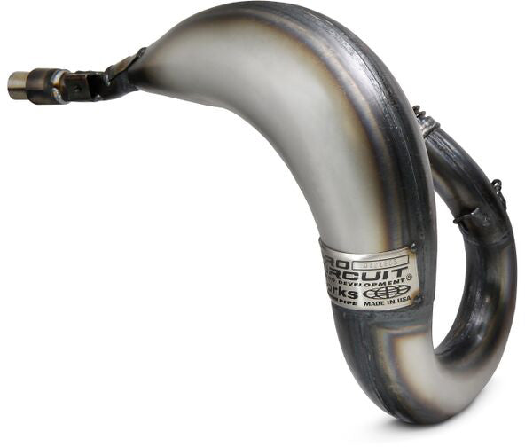 Works Finish pipe for Honda CR125 1987-1988, showcasing a polished chrome design ideal for improved performance and aesthetics.