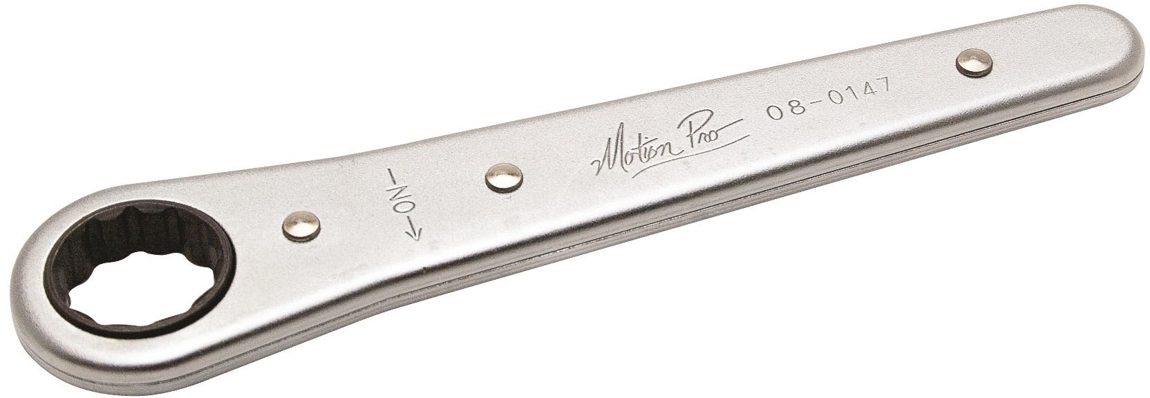 Ratchet spark plug wrench with a sturdy handle and chrome finish, designed for easy spark plug removal and installation.