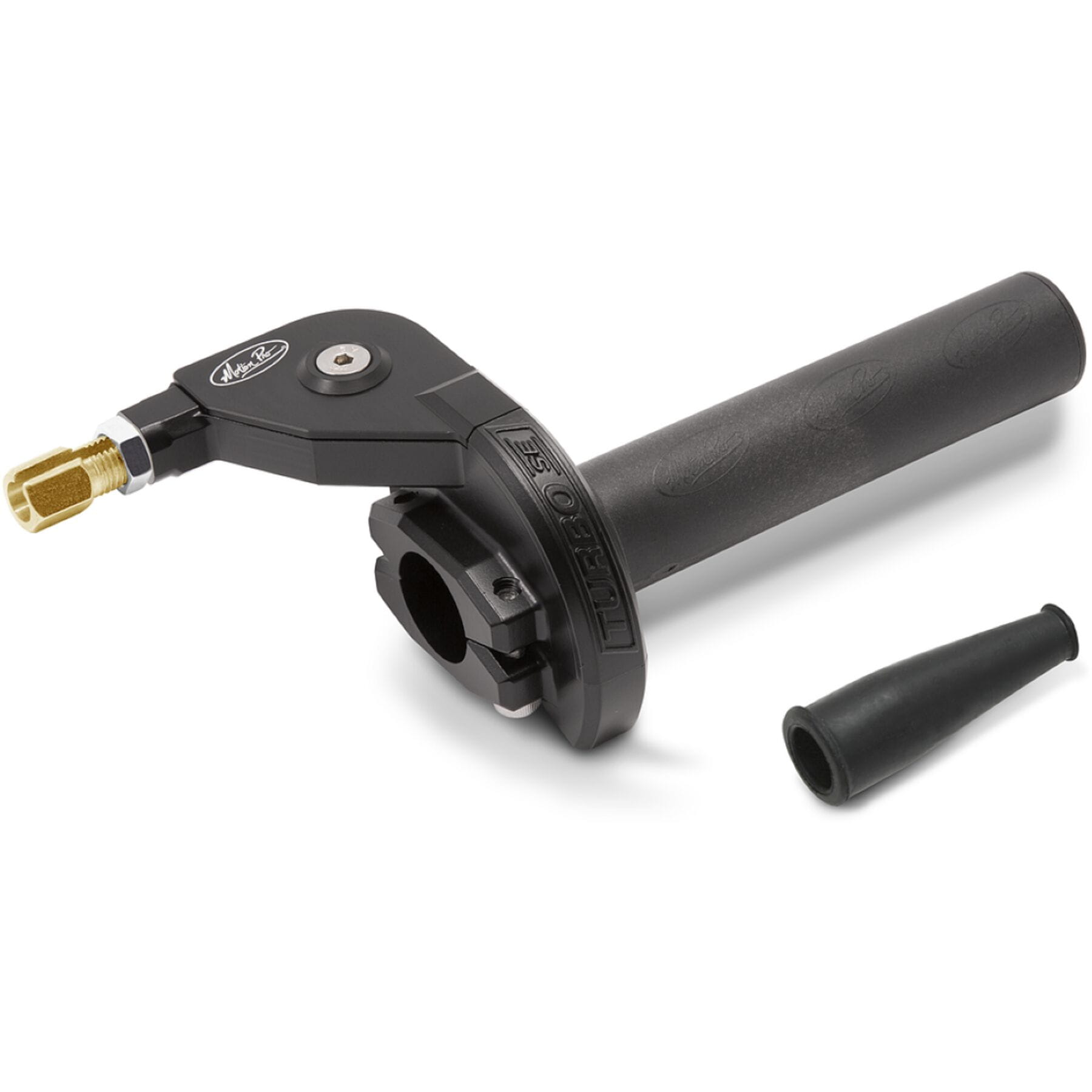 TURBO Throttle Tube for off-road motorcycles and ATVs with a perfect twist ratio, showcasing its ergonomic design and durable construction.