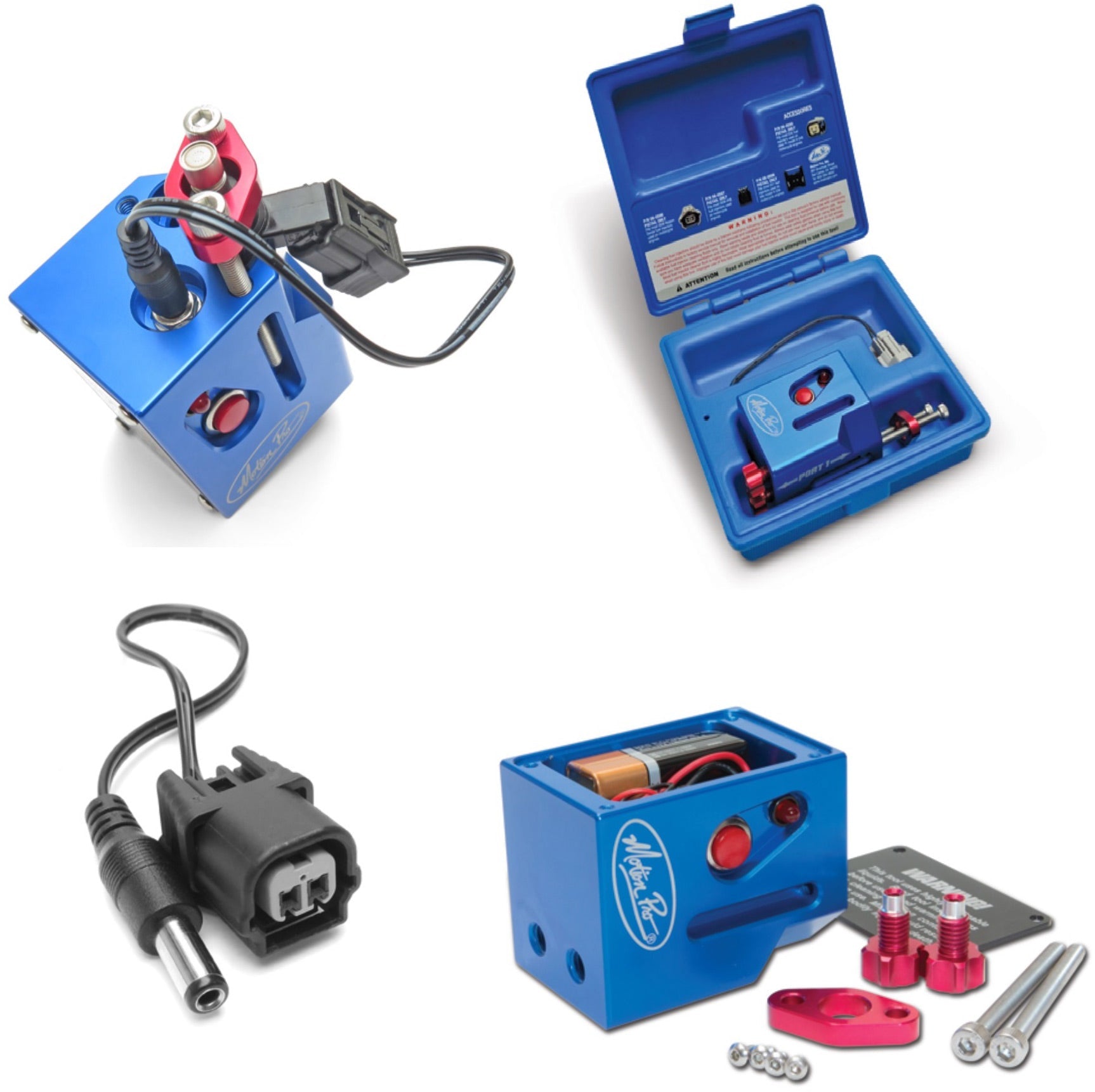 Fuel Injector Cleaner Kit for HYB, designed for RMZ's 10-16 and KTM 250/350/450 12-16 engine service, featuring various cleaning tools and solutions.