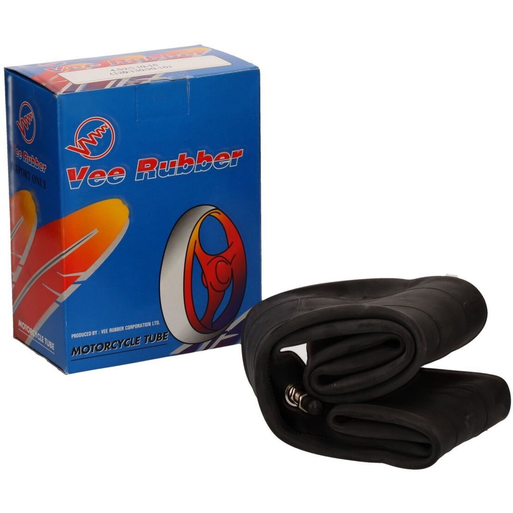 Inner Tube TR4 size 275/300-19 for motorcycles, showing durable rubber material and valve stem.