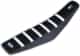Ribbed Velcro cover in black with white ribs designed for Kawasaki KX65 (2000-2024) and KLX110 (2002-2024) models.
