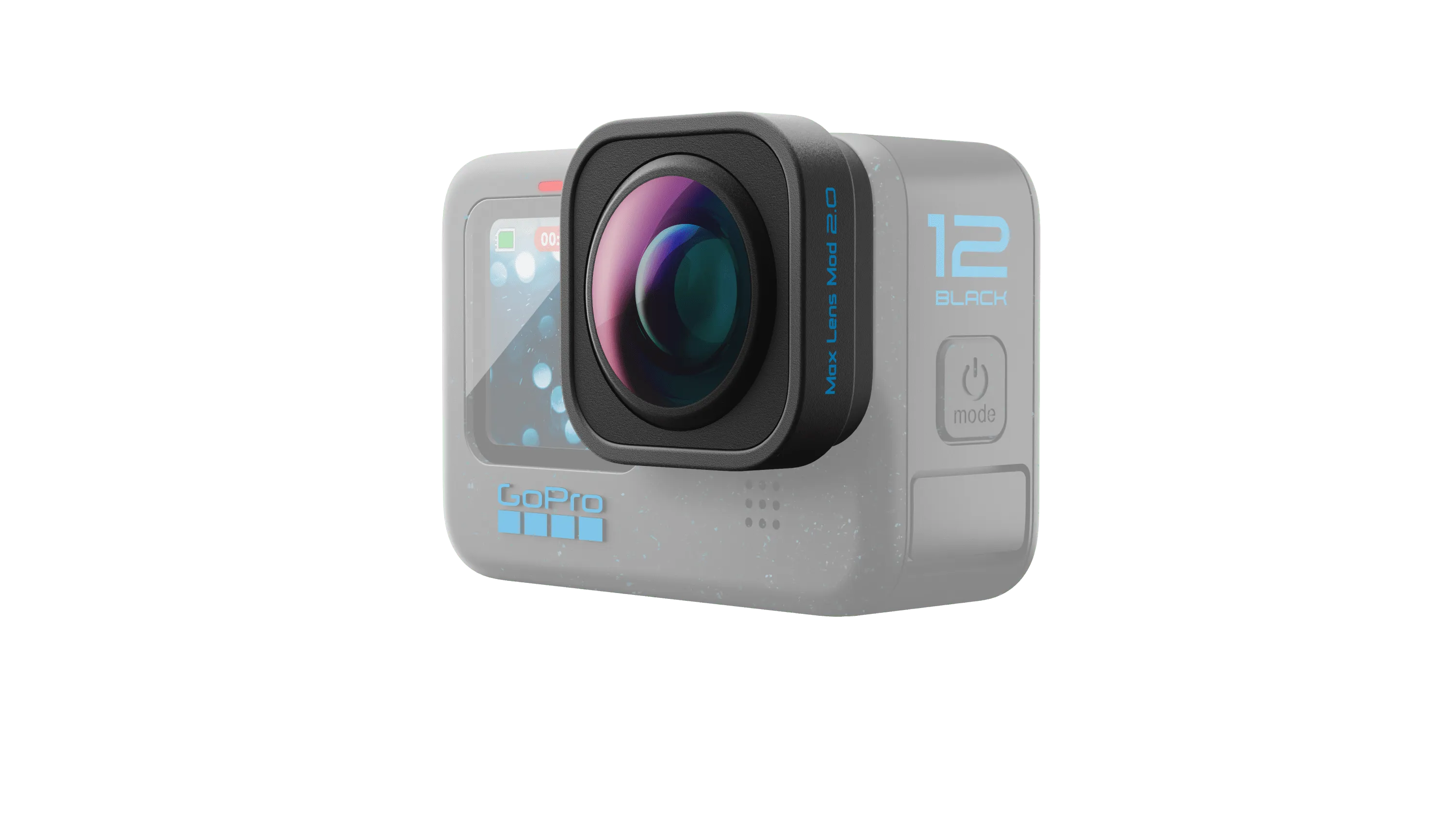 Max Lens Mod 2.0 HERO12 Black accessory enhancing camera field of view and stabilization.