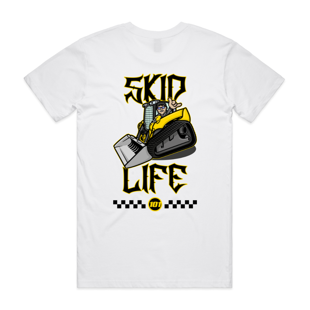 Skid Life Tee with bold graphic design on black background