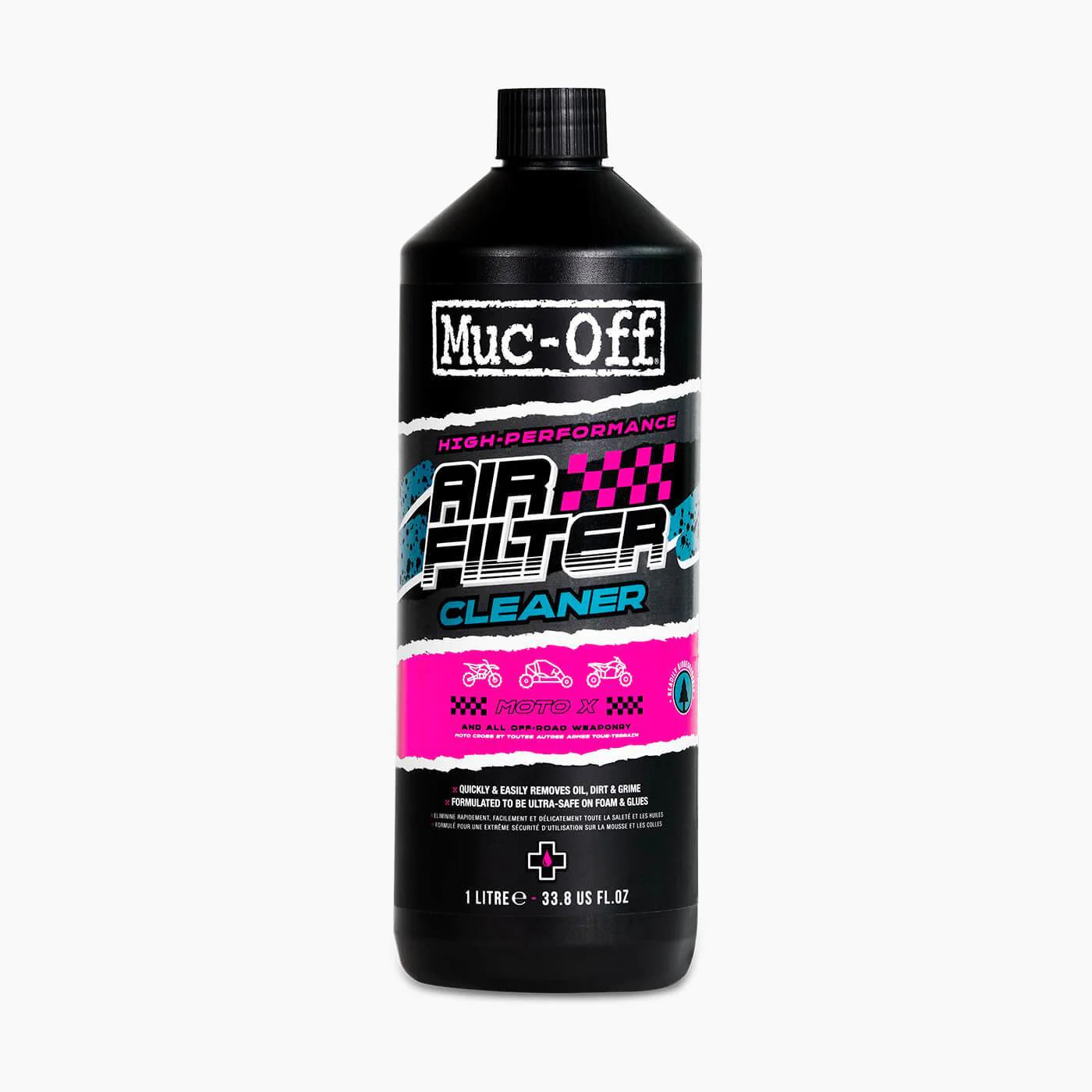 Muc-off Air Filter Cleaner 1L bottle for effectively cleaning motorcycle and car air filters