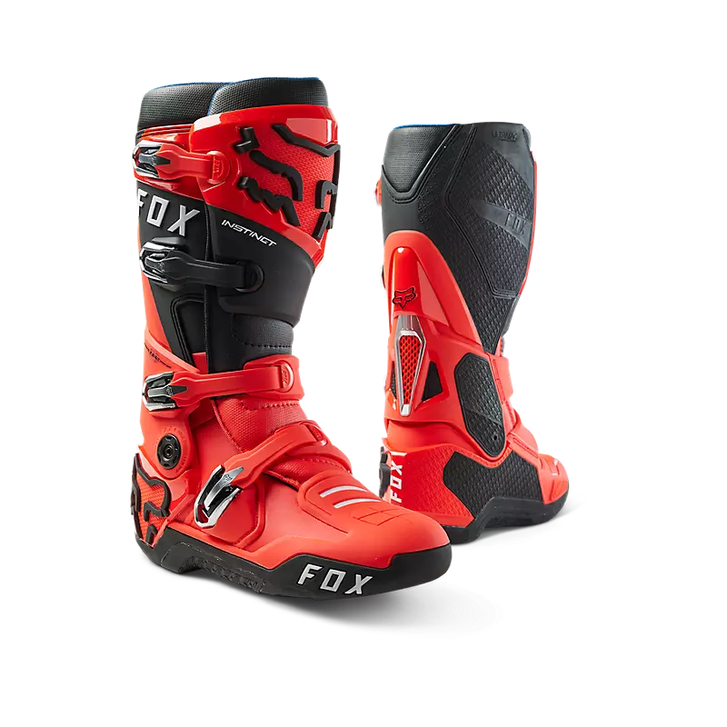 Instinct Boots in vibrant Flo Red color on white background