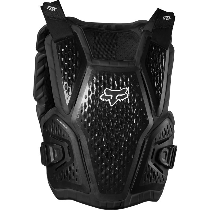 Youth wearing black Raceframe Impact CE Chest Guard for protection during racing sports