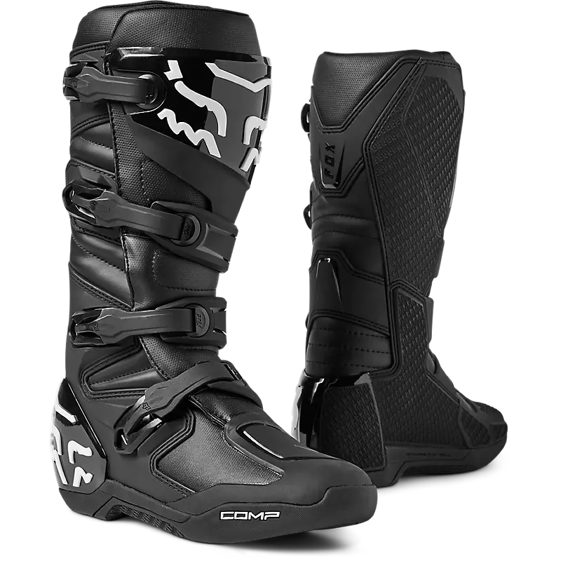 Comp Boots - Black, durable and stylish motorcycle boots with detailed stitching and robust sole