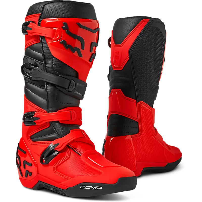 Comp Boots - Flo Red on white background