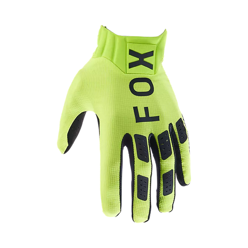 Flexair Glove Flo Yellow on hand, showcasing its vibrant yellow color and flexible design for enhanced grip and comfort during sports activities.