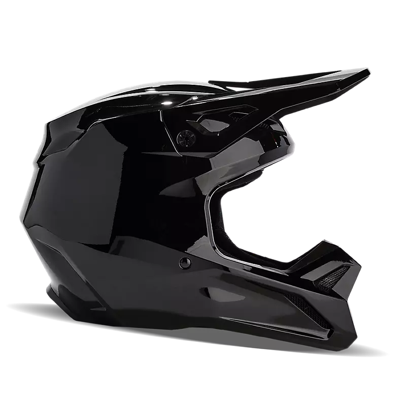 V1 Solid Helmet in sleek black finish with side profile view