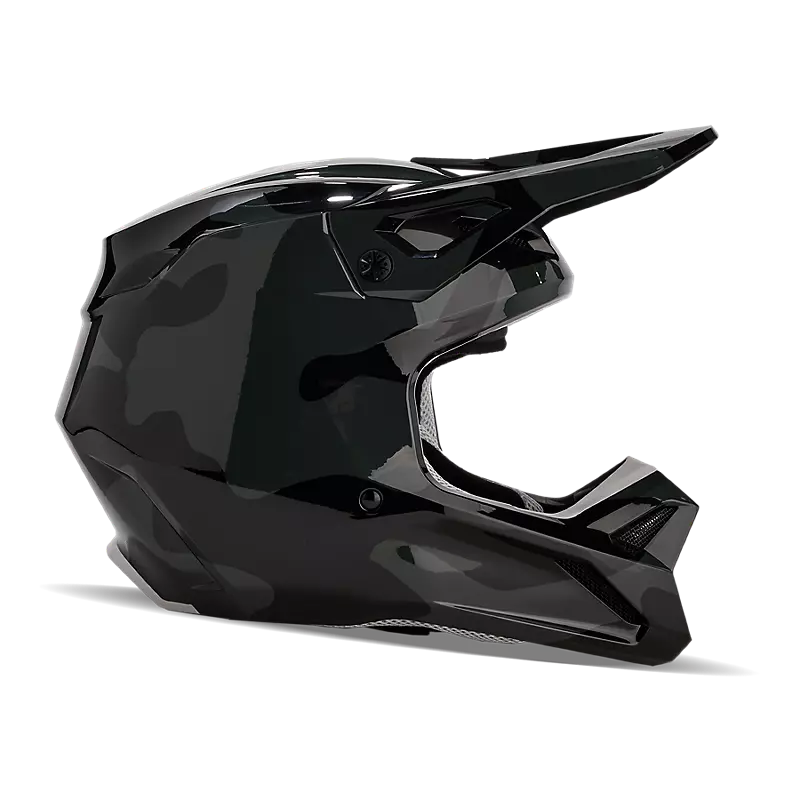 V1 Bnkr Helmet in Black Camouflage Design on White Background