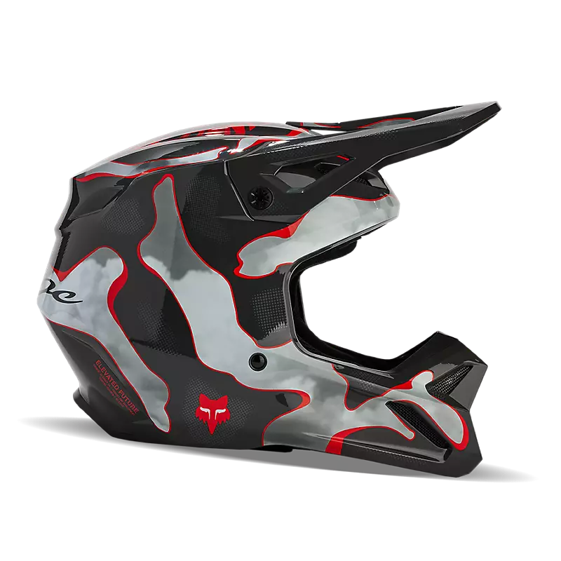 Youth V1 Atlas Helmet in Grey and Red on white background