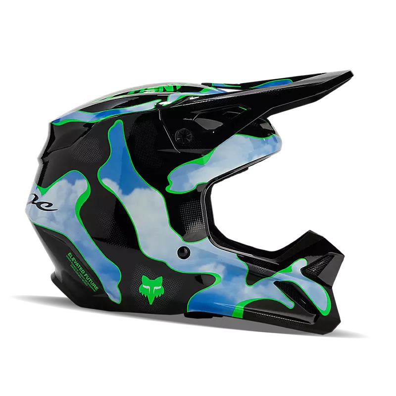Youth V1 Atlas Helmet in Black and Green on a white background