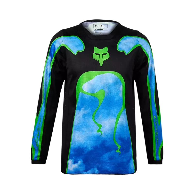 Youth 180 Atlas Jersey in Black and Green Color from angle showcasing its design and features