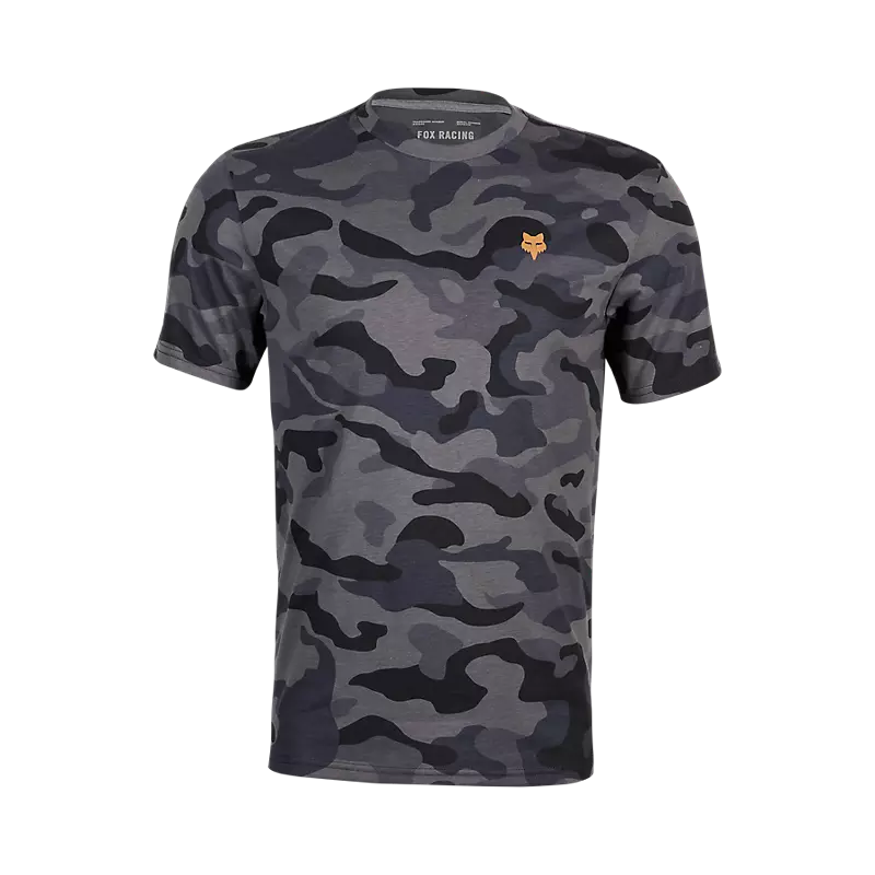 Fox Head Camo Tech Tee on a white background showing detailed camouflage pattern and logo