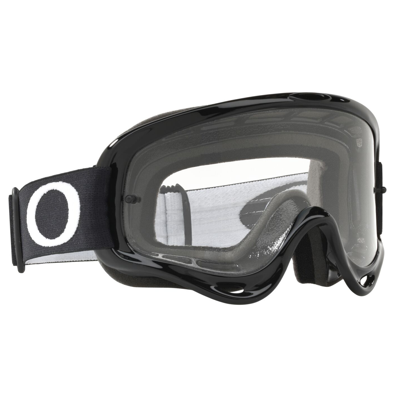 Oakley XS O Frame MX Jet Black w/Clear motocross goggle, front view