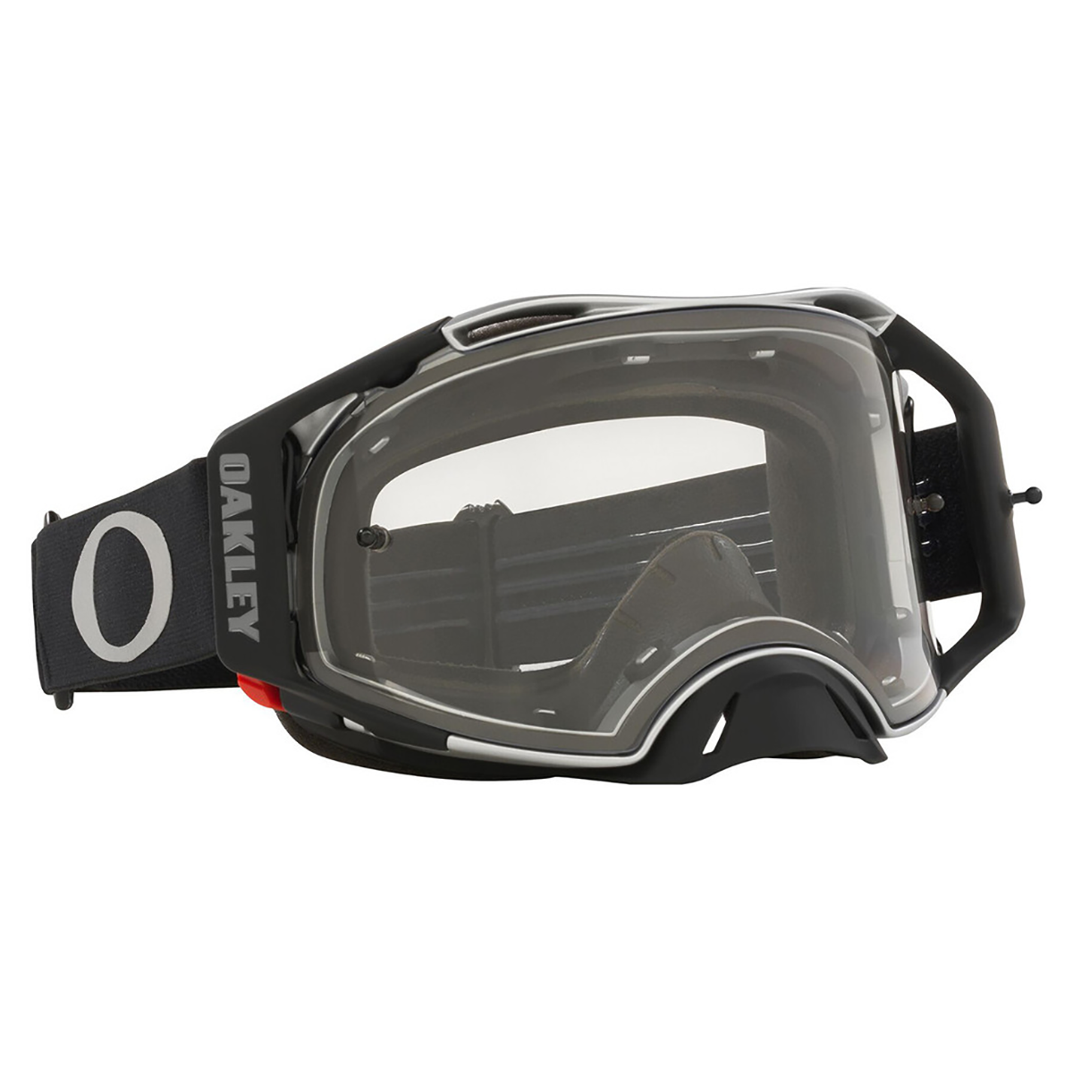 Oakley Airbrake MX Tuff Blocks Black Gunmetal w/Clear motocross goggle, front view