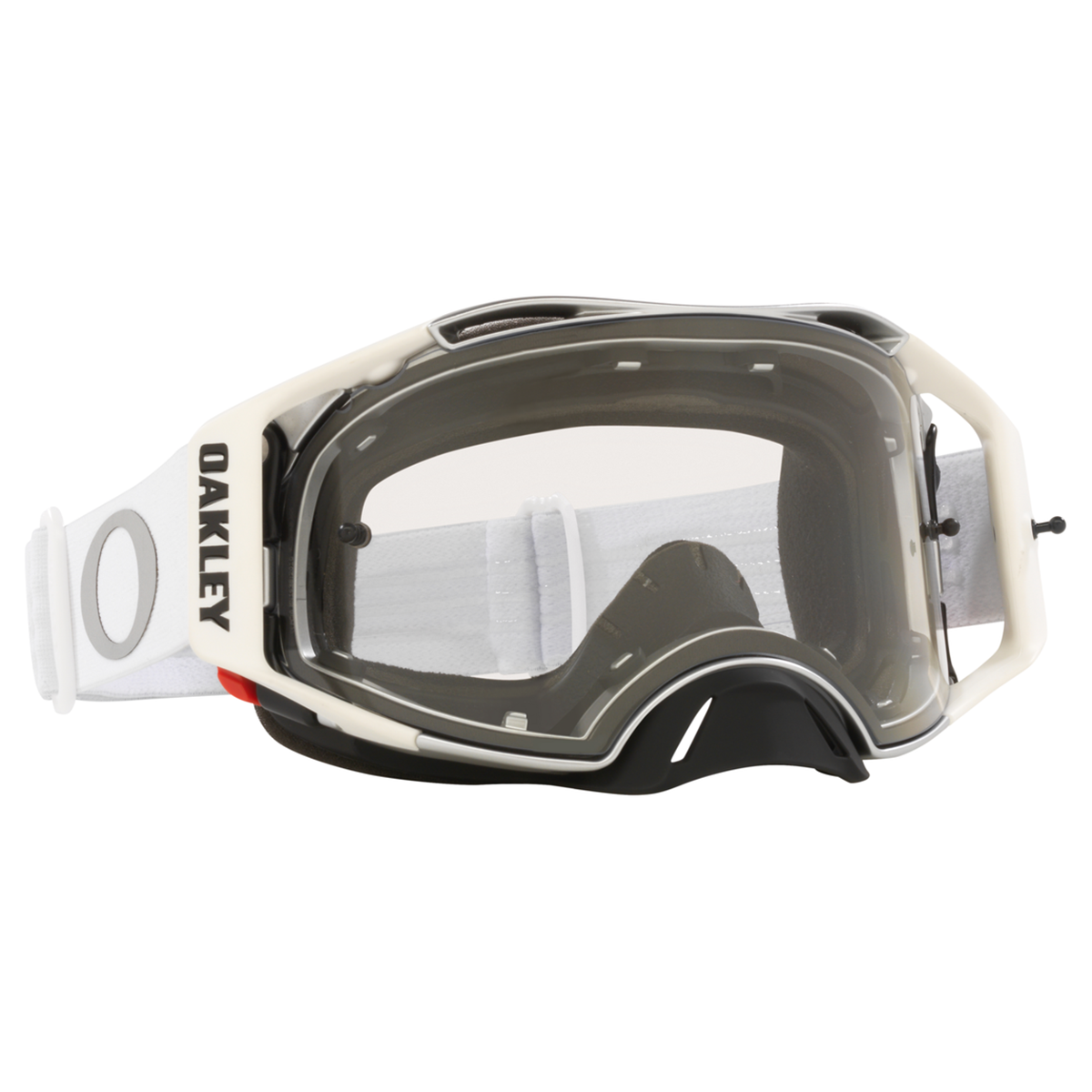 Oakley Airbrake MX Tuff Blocks White w/Clear motocross goggle, front view
