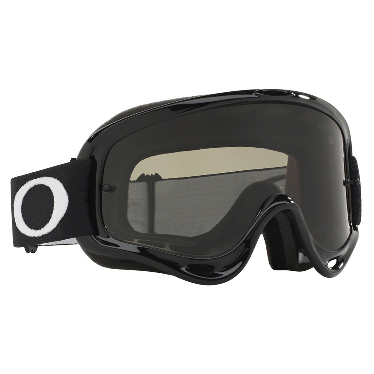 Oakley O Frame MX Jet Black w/Dark Grey & Clear Sand motocross goggle, front view