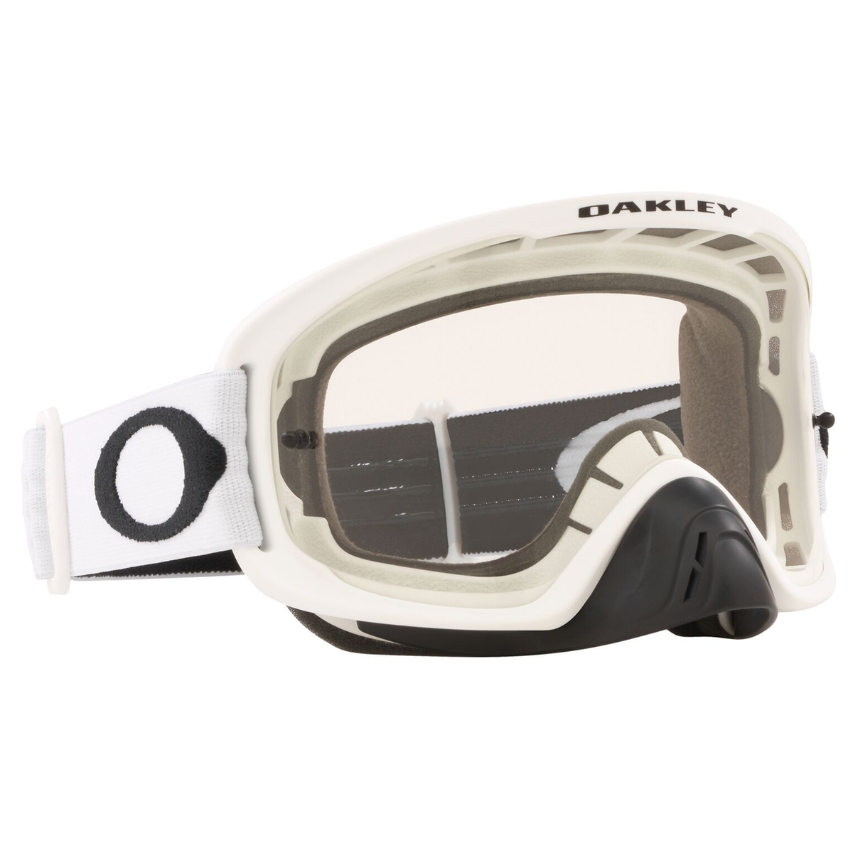 Oakley O Frame 2.0 Pro MX Matte White w/Clear motocross goggle, front view