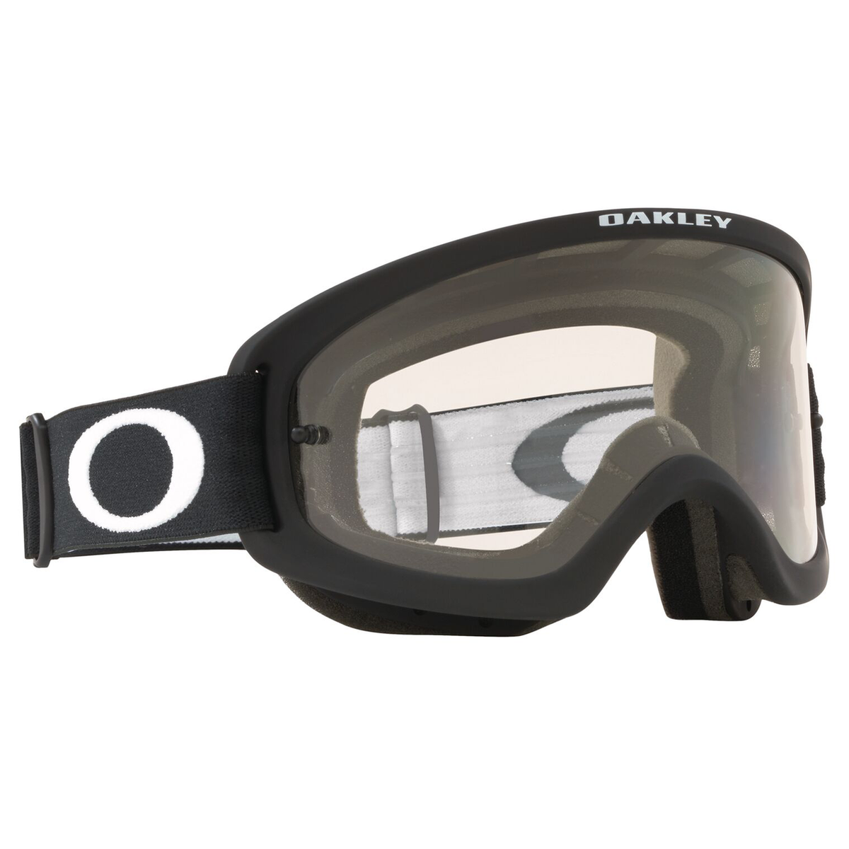 Oakley XS O Frame 2.0 Pro MX Matte Black W/Clear motocross goggle, front view