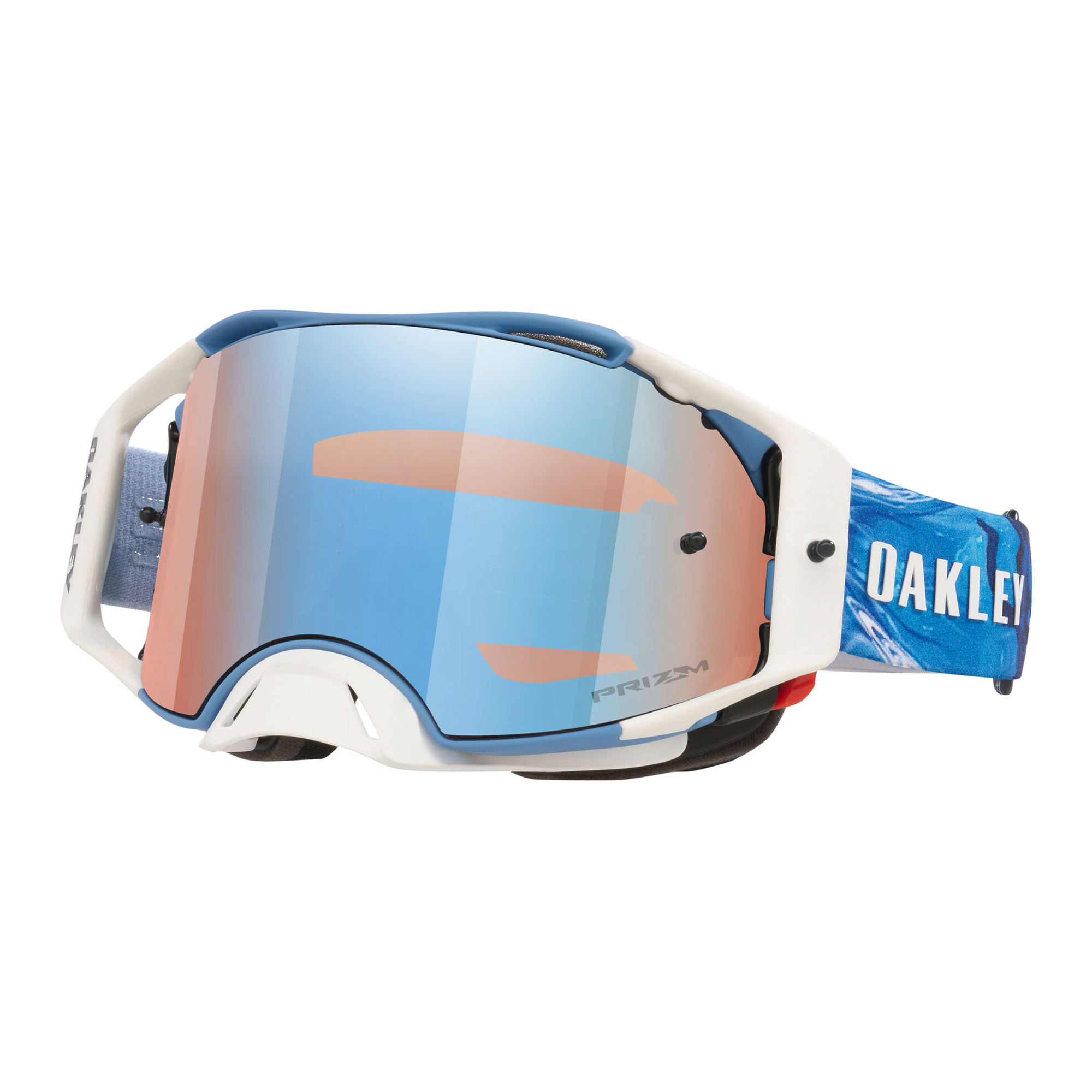 Oakley Airbrake MX Sexton Matte White w/Prizm Sapphire motocross goggle, front view