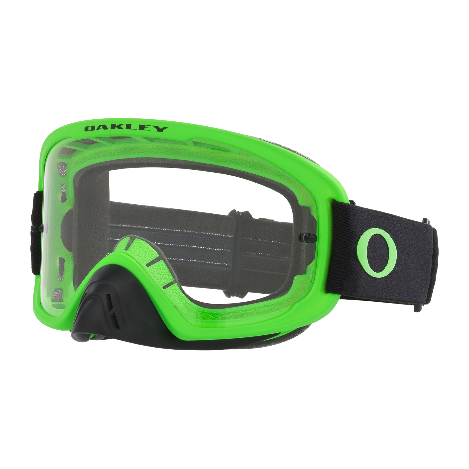 Oakley O Frame 2.0 Pro MX Neon Green w/Clear motocross goggle, front view