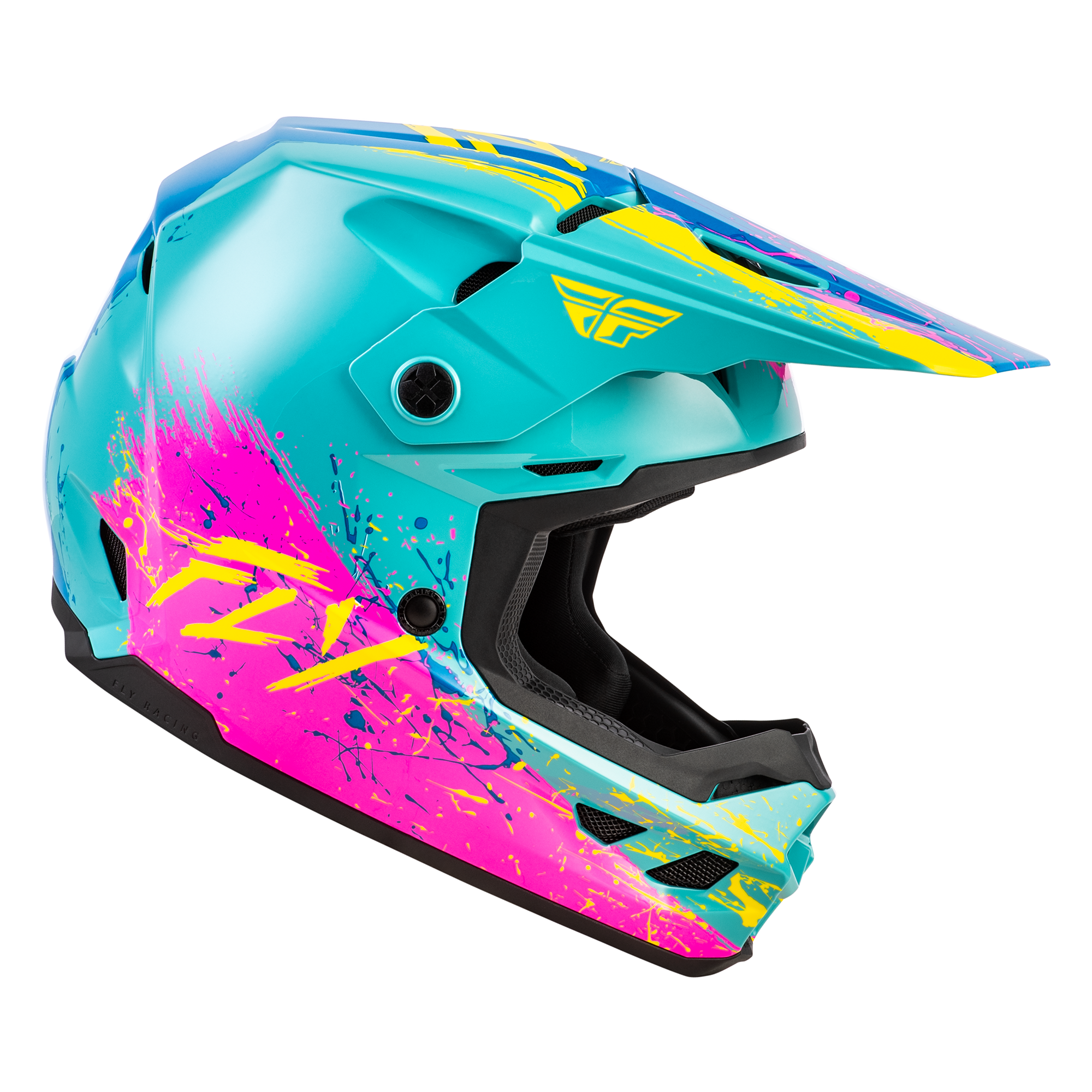 Kinetic Youth Drip Helmet - Turquoise/Pink/Yellow