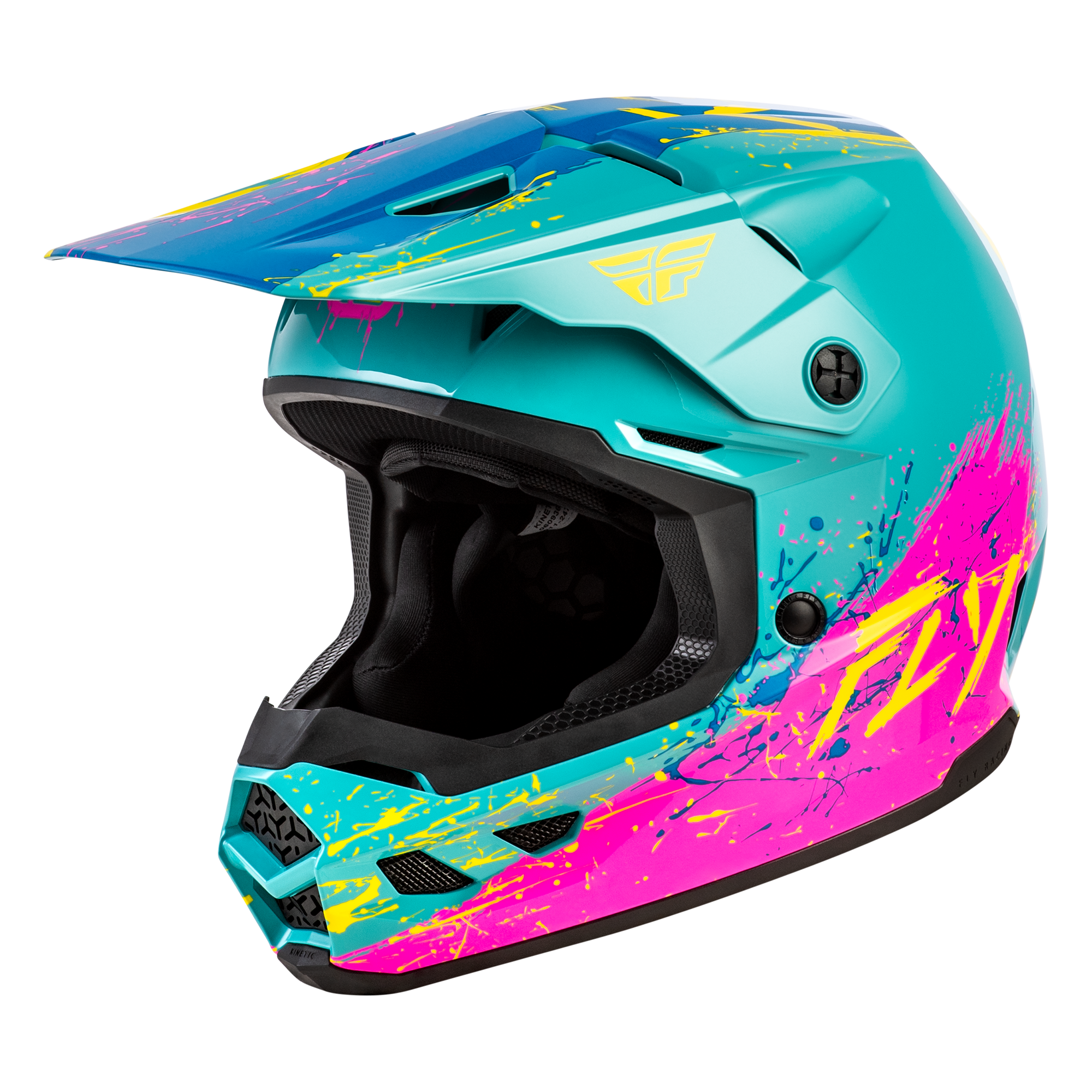 Kinetic Youth Drip Helmet - Turquoise/Pink/Yellow
