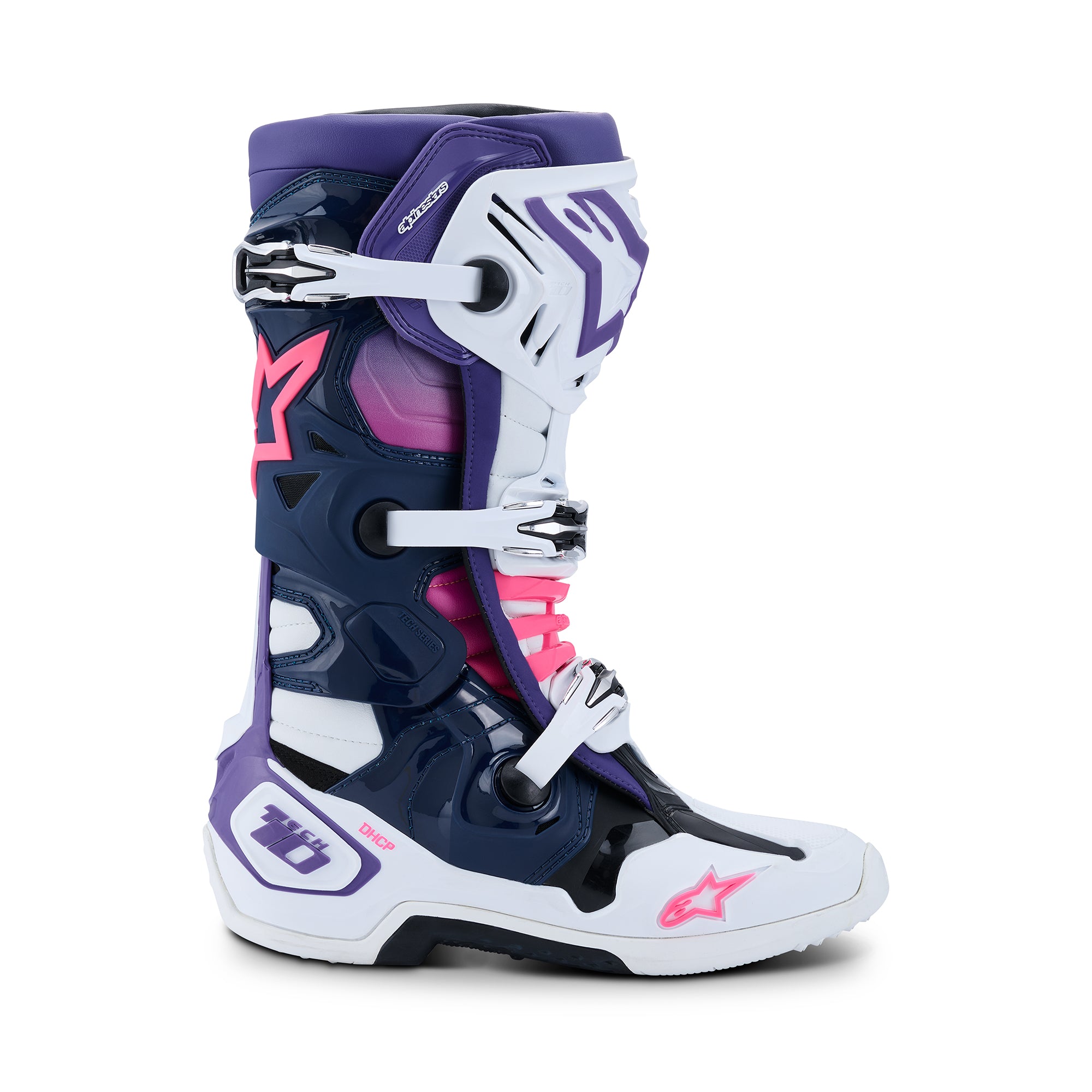Alpinestars Tech 10 Boots - White Violet Navy Blue Pink Fluo - view 2