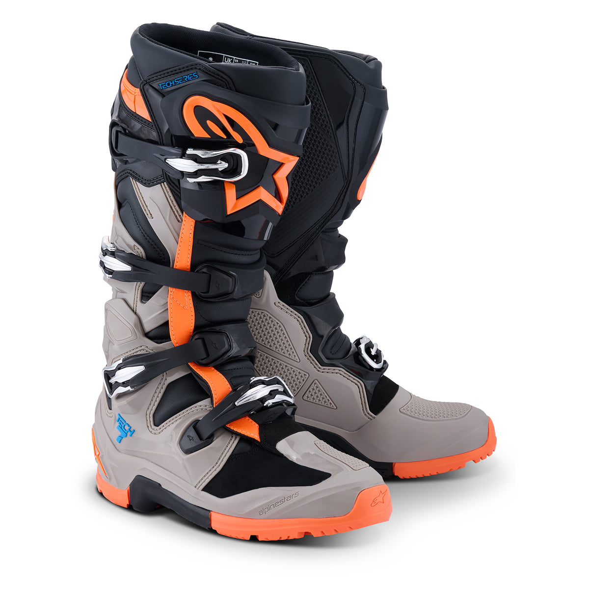Alpinestars Tech 7 Enduro Boots - Black Warm Gray Orange Fluo