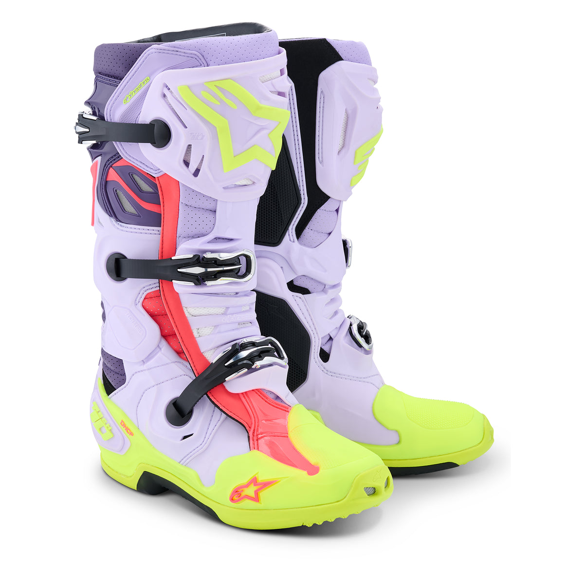 Alpinestars Tech 10 Supervented Boots - Purple Yellow Fluo Diva Pink
