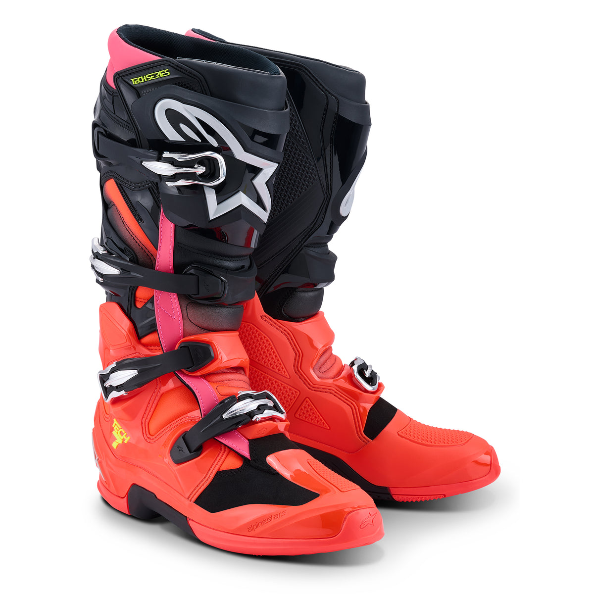 Alpinestars Tech 7 Boots - Black Red Fluo Pink Fluo