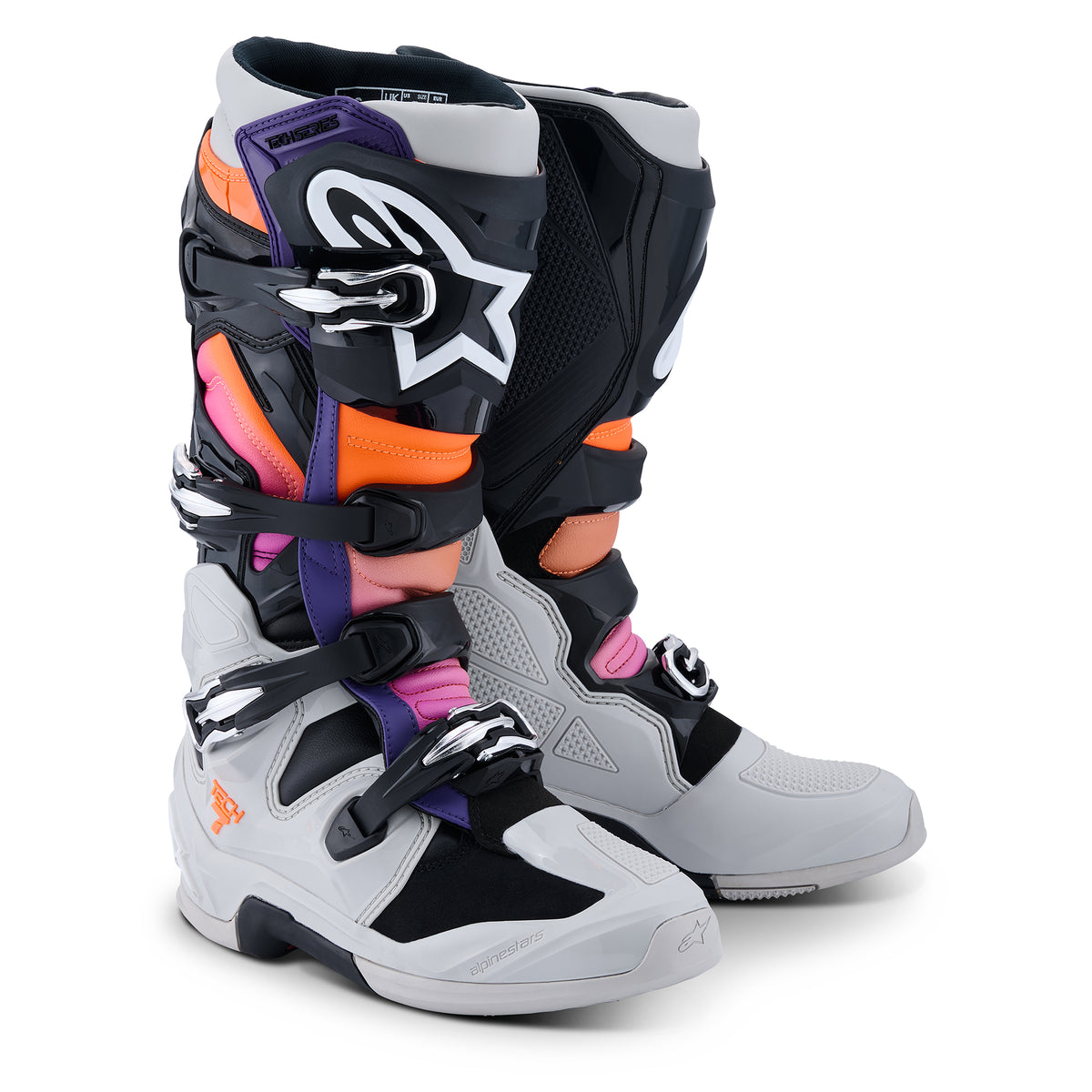 Alpinestars Tech 7 Boots - Black Light Gray Orange Fluo Magenta