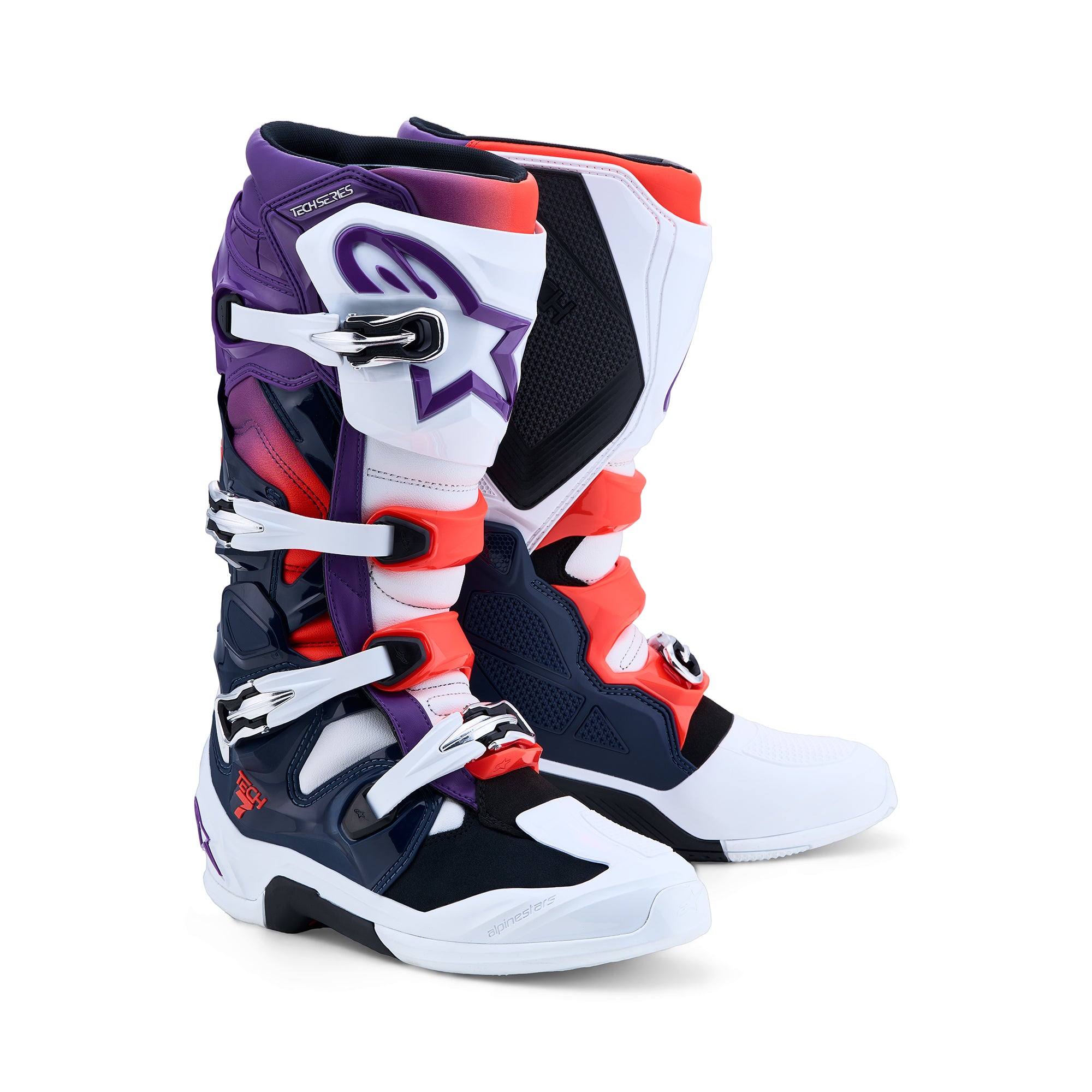 Alpinestars Tech 7 Boots - Purple White Dk Blue Red Fluo