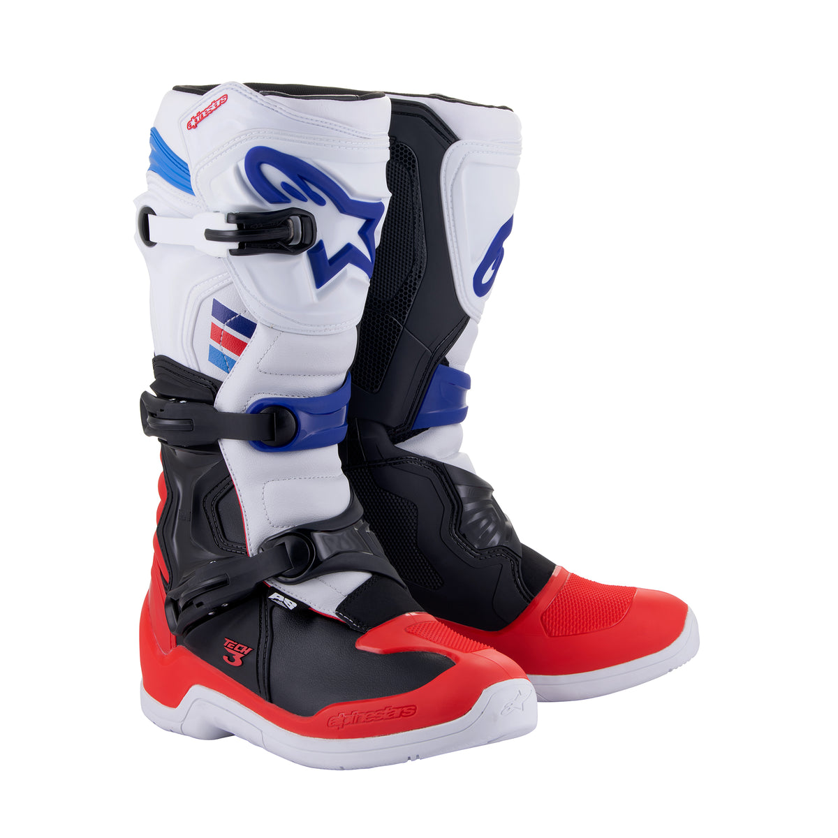 Alpinestars Tech 3 Boots - White Bright Red Dark Blue