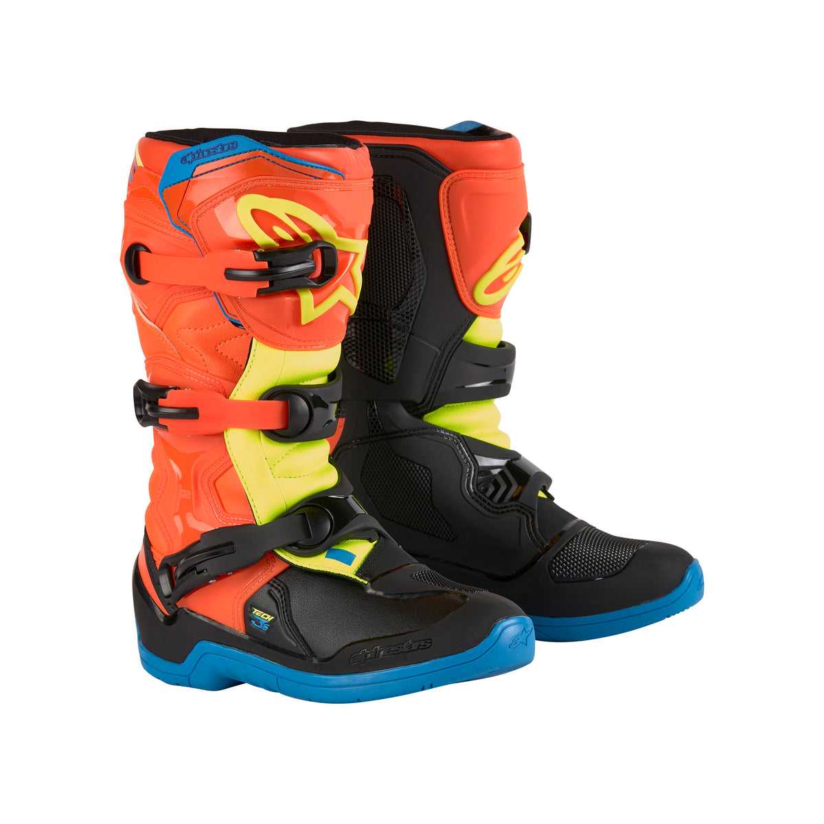 Alpinestars Tech 3S Youth Boots - Orange Fluo Enamel Blue Yel Fl