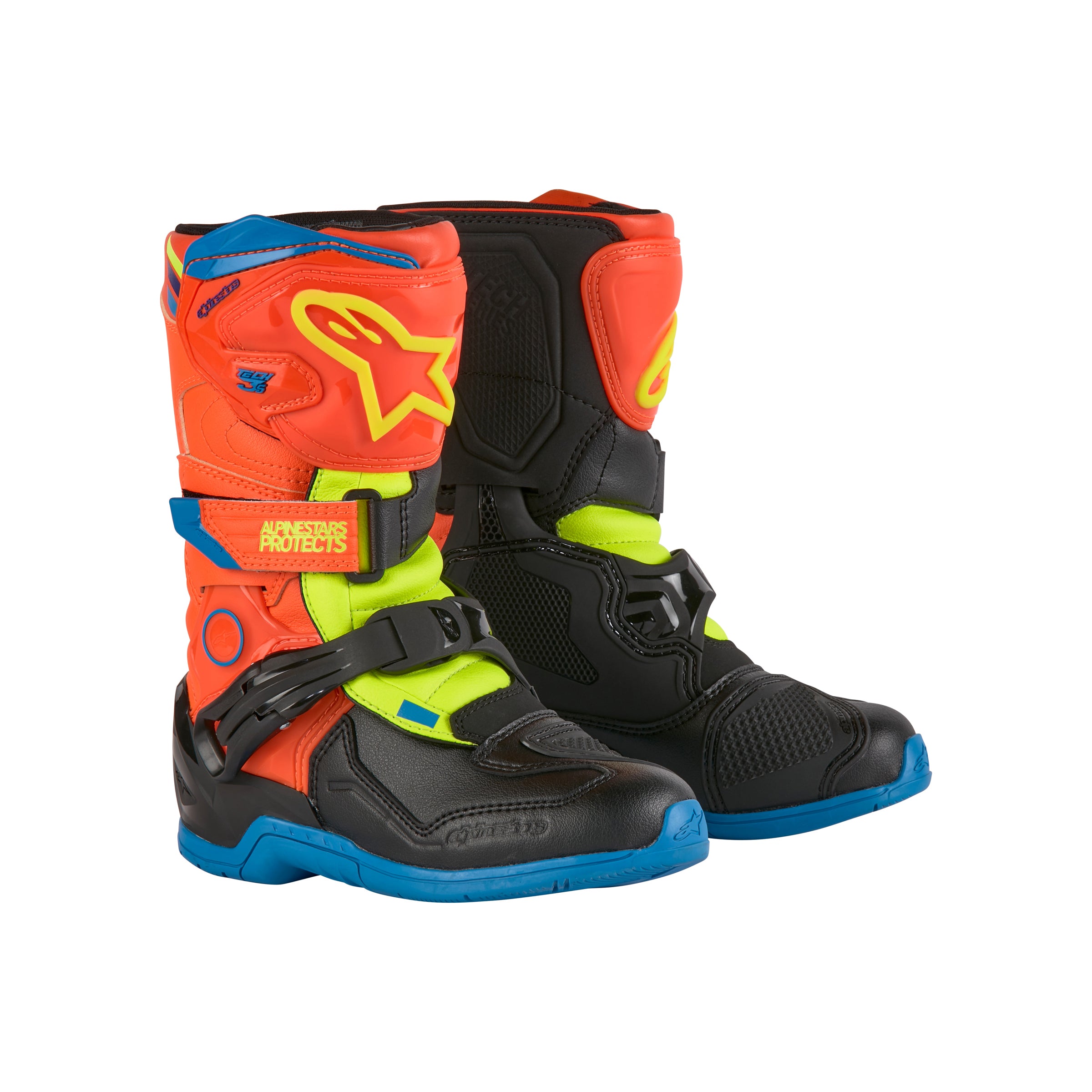 Alpinestars Tech 3S Kids - Orange Fluo Enamel Blue Yel Fl Boots