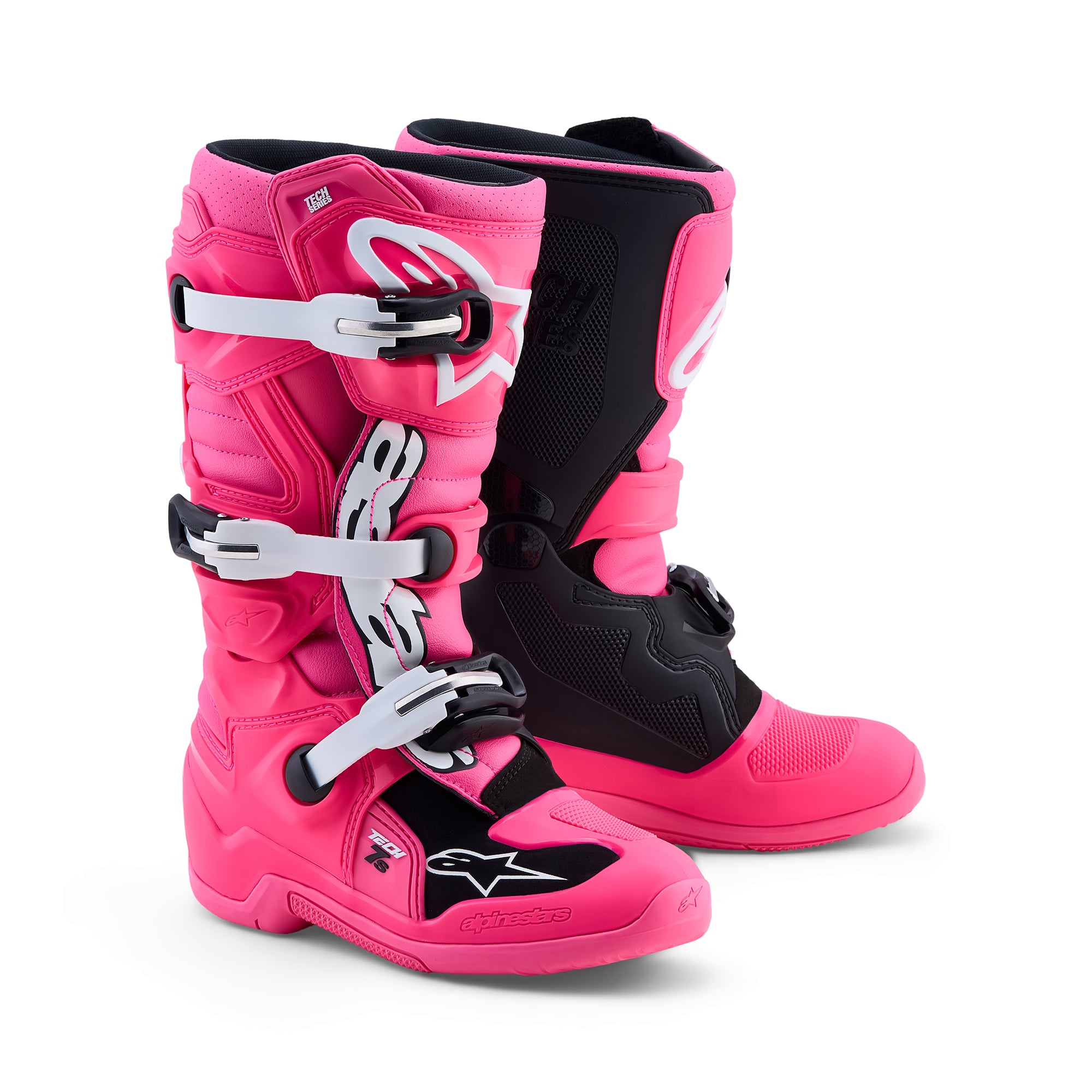 Alpinestars Tech 7S Boots - Pink Fluo Black White