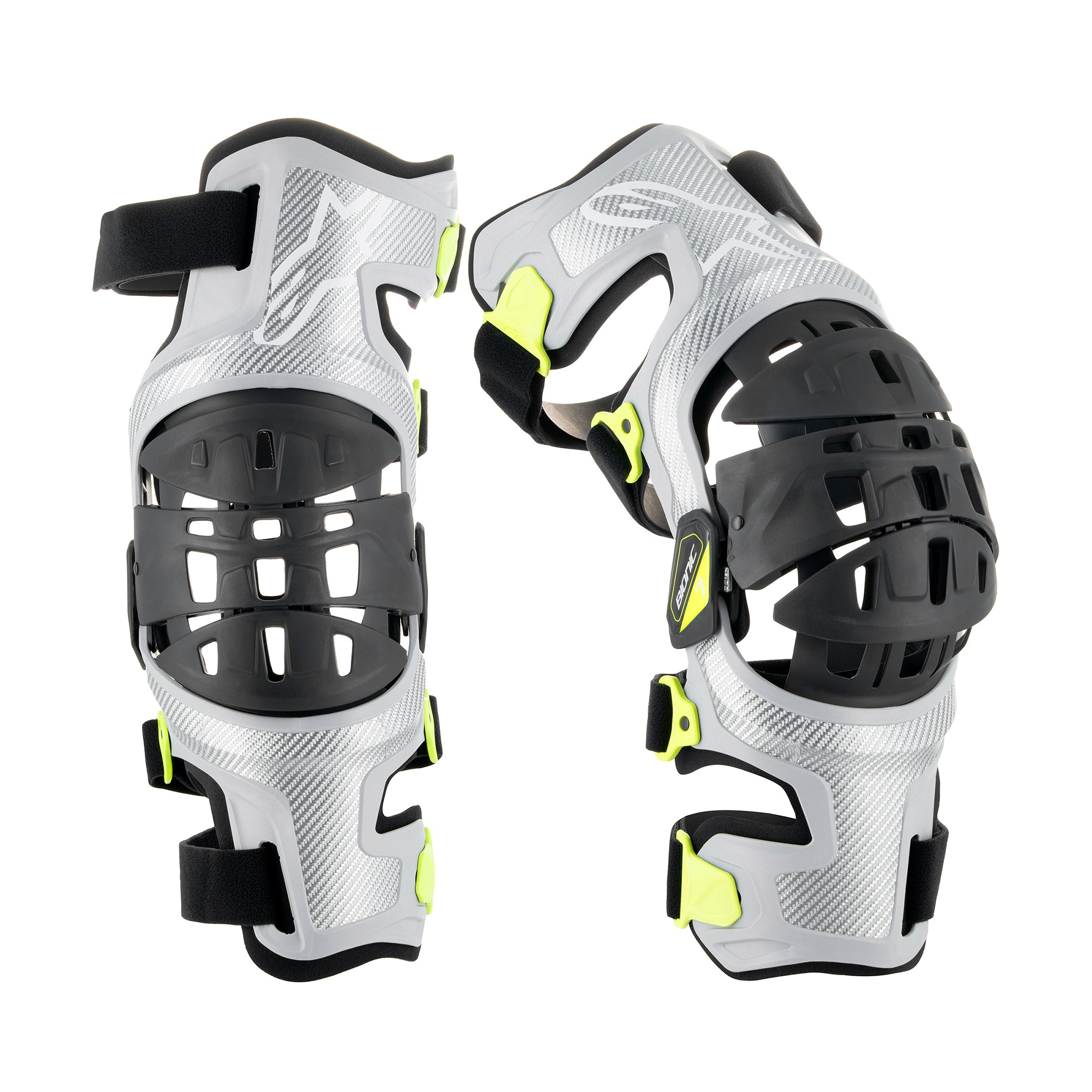 Alpinestars Bionic-7 Knee Brace Set - Silver Yellow Fluo