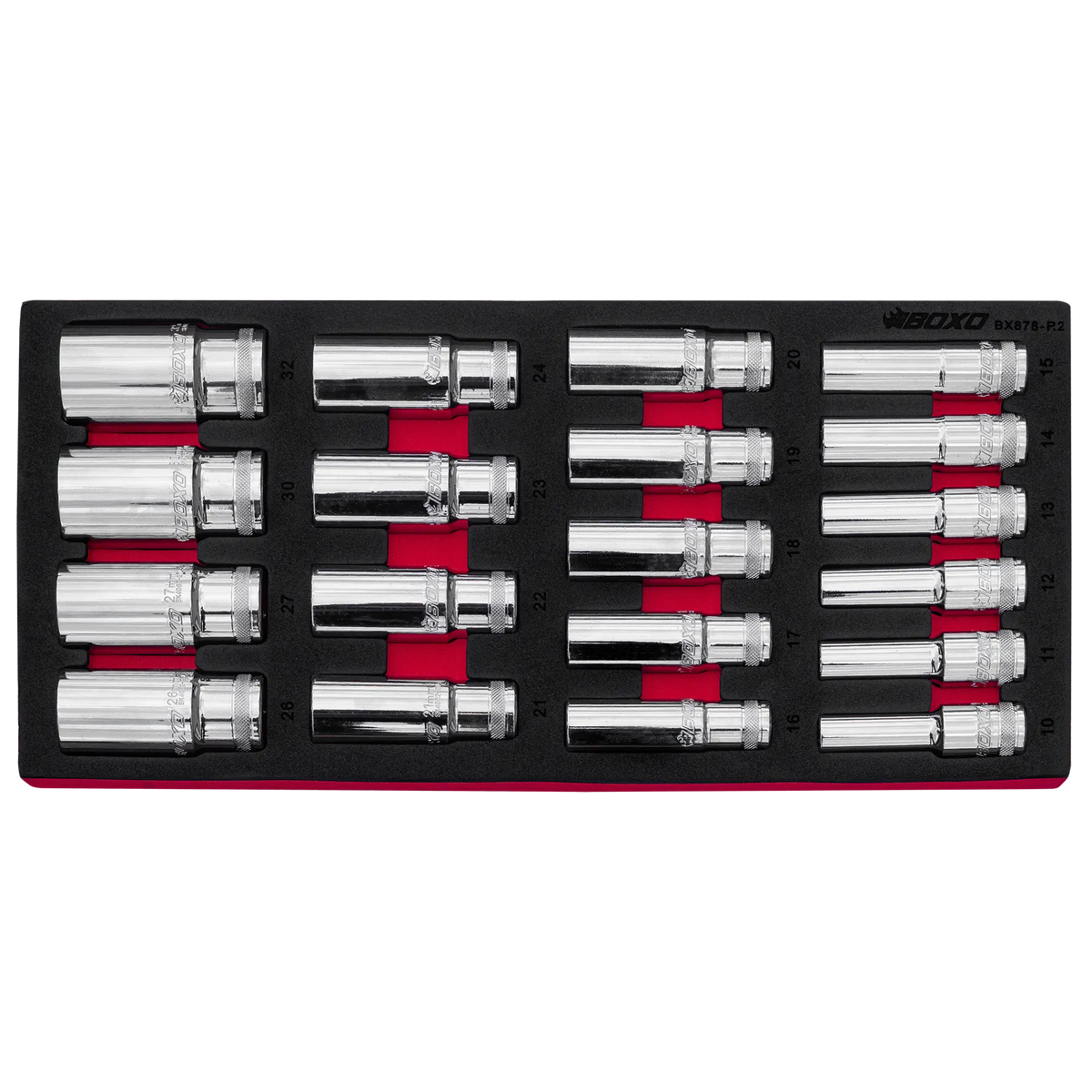 BOXO 19Pc 1/2" 6Pt Deep Socket Set