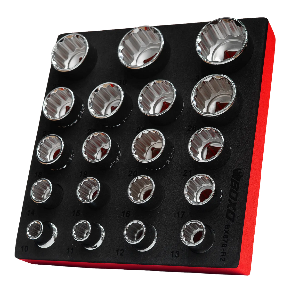 BOXO 19Pc 12PT 1/2" Shallow Socket Set