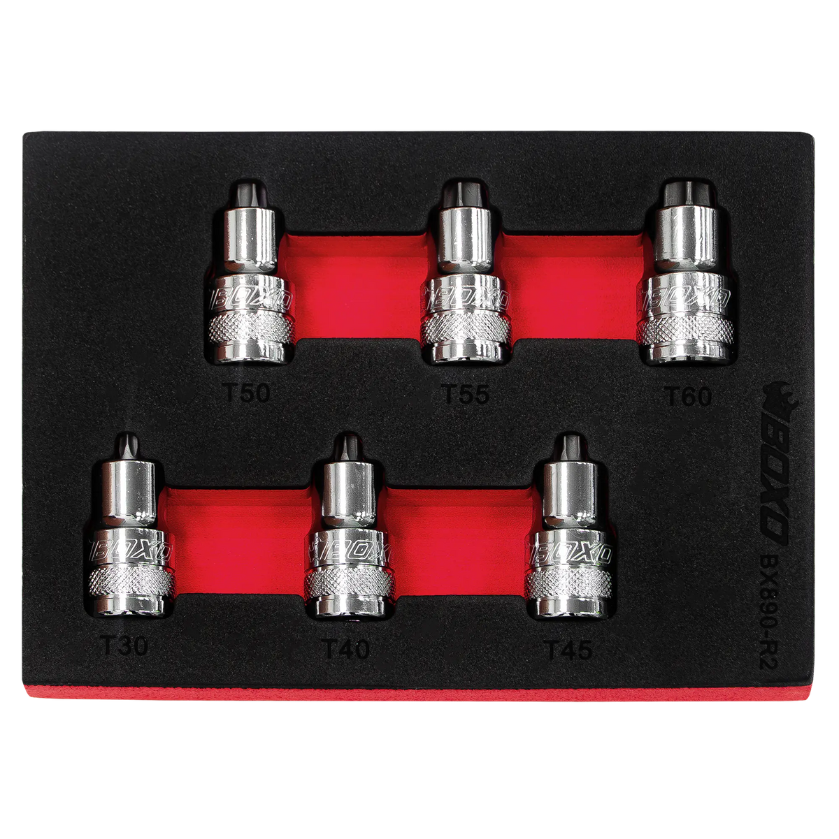 BOXO 6Pc 1/2" Torx Super Stubby Bit Socket Set