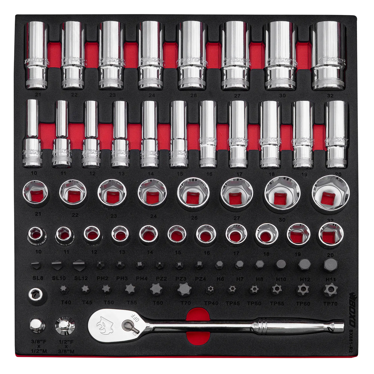 BOXO 69Pc 1/2" 6Pt Master Socket Set