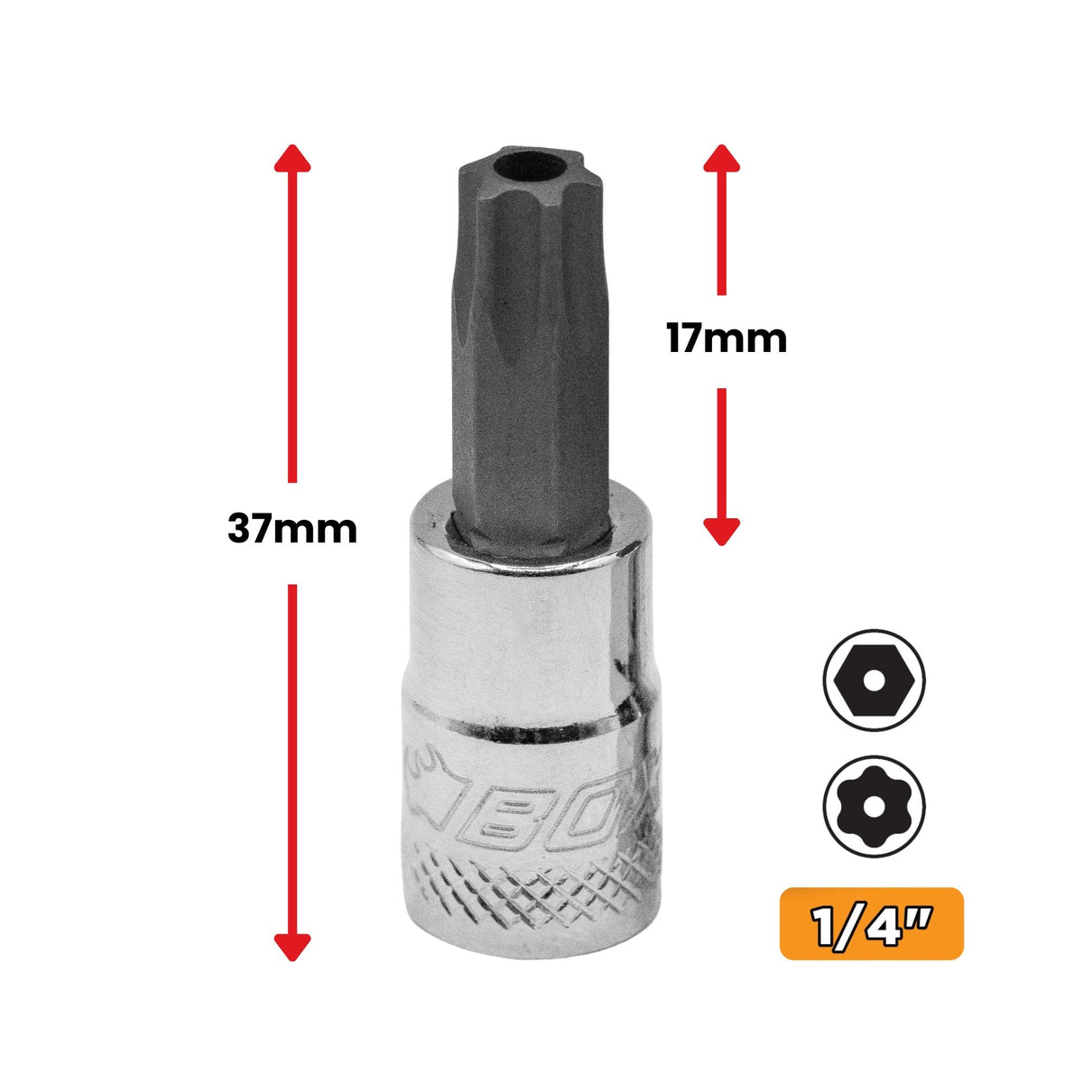BOXO 14Pc 1/4" Tamperproof Hex & Torx Bit Socket Set