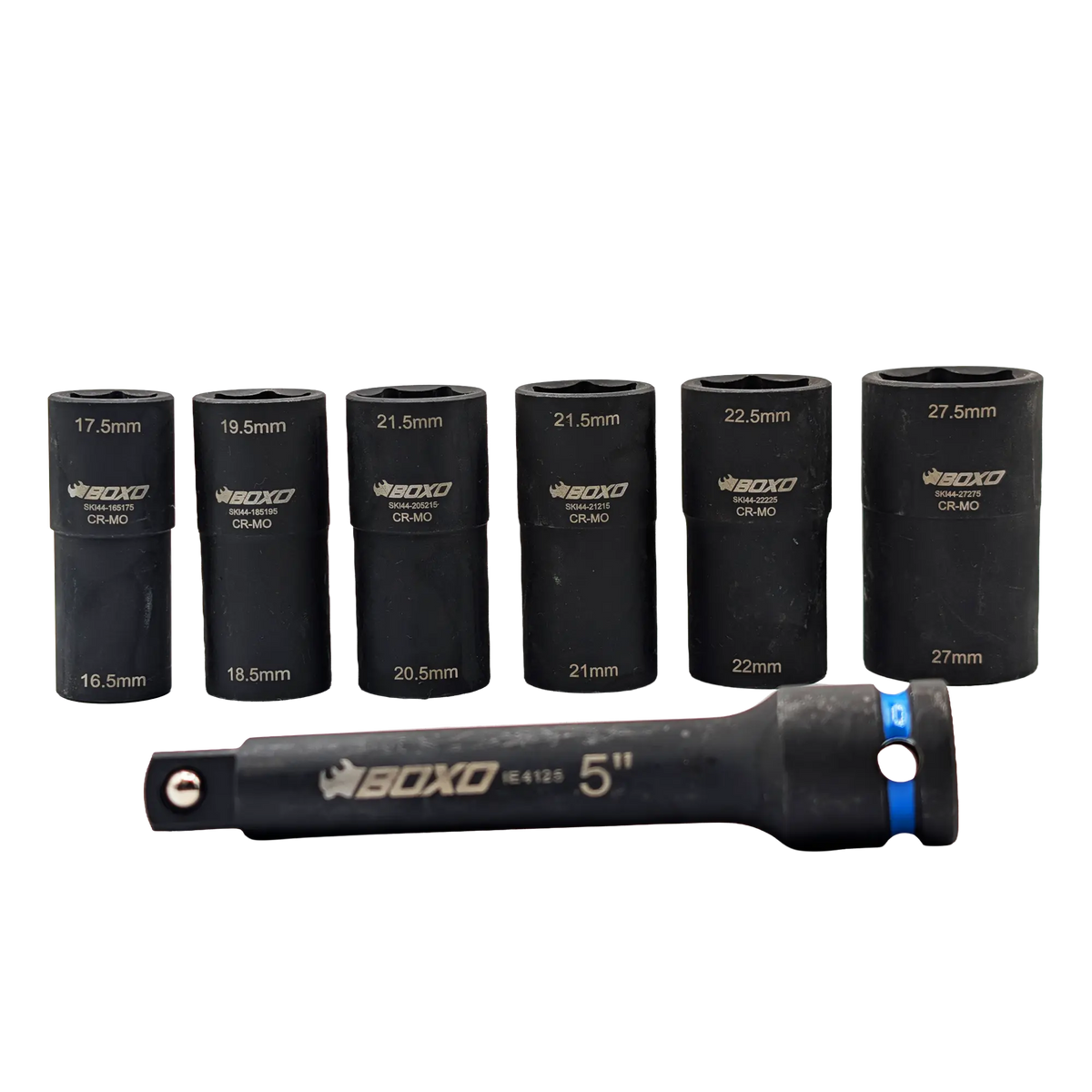 BOXO 7Pc 1/2" 6Pt Impact Flip Socket Set