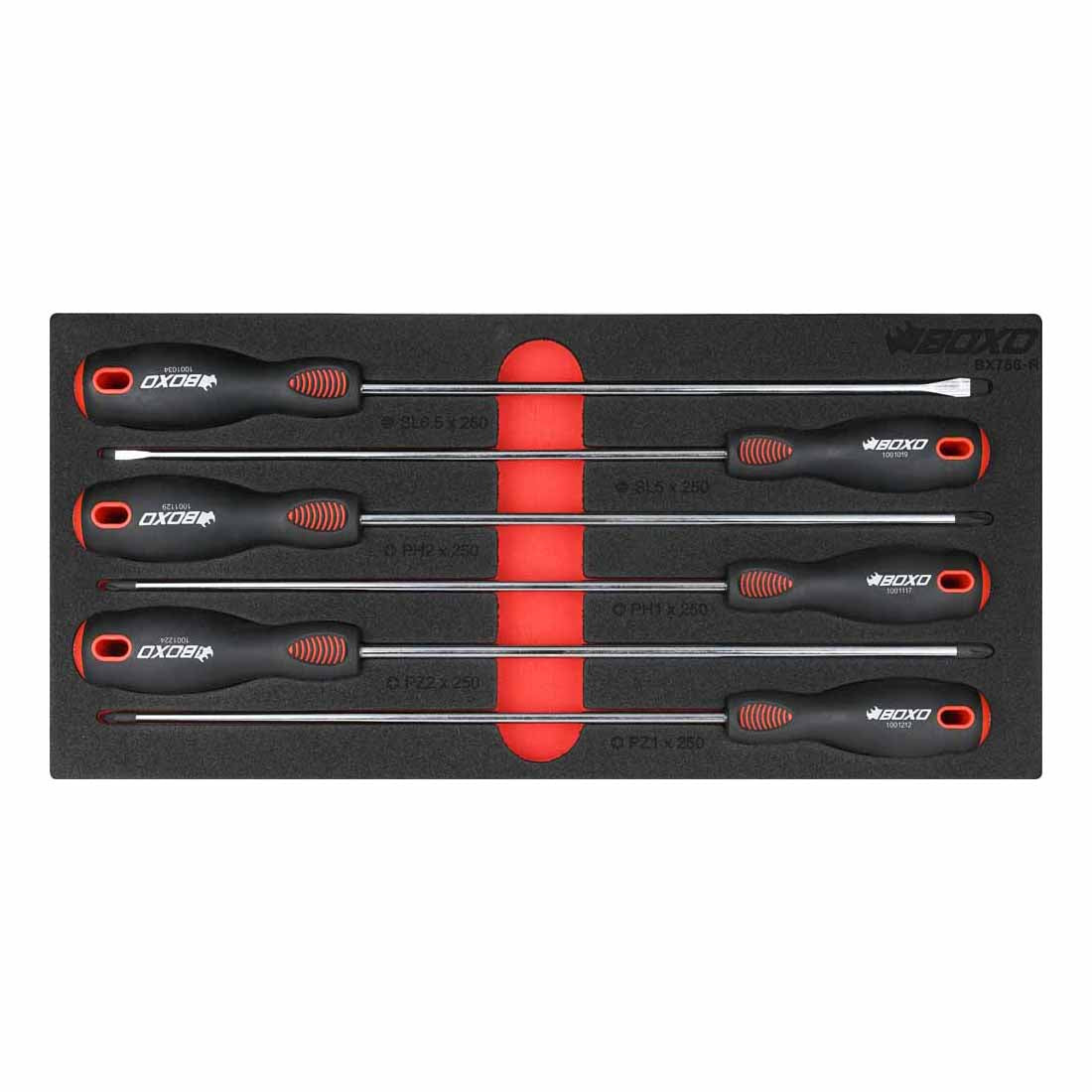 BOXO 6Pc 250mm Long Screwdriver Set in EVA Foam